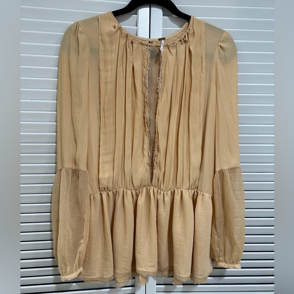 Free People Soul Serene Sheet Sleeve Open Slit Back Butter Yellow Size XS